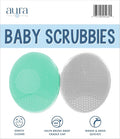 S&T INC. Cradle Cap Brush for Baby, 2 Pack, 2" x 2.5", Grey and Teal | Exfoliating and Massaging, Cleansing Brush for Baby, Silicone Bristles, Rinses Clean, Suction Cup Handle