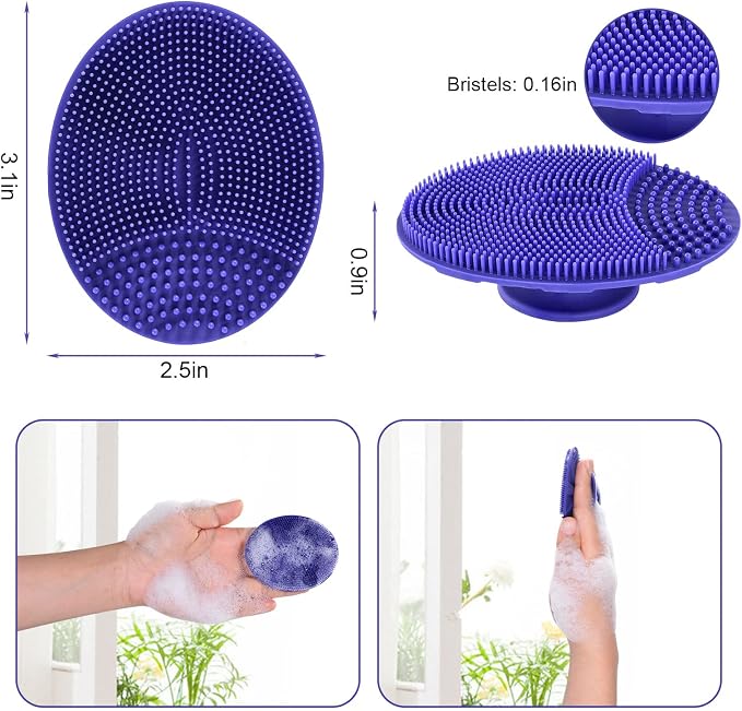Soft Silicone Facial Cleansing Scrubber Hygienic Face Brush, Pack of 4 | INNERNEED Food-grade Soft Bristles Handheld Brush, Gentle Cleansing & Massaging for All Skin Types