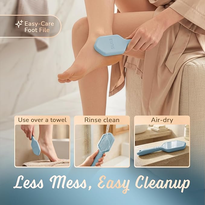 SILKLE Nano Glass Foot File - Foot Callus Remover for Feet & Foot Scrubber | Silicone Grip for Non-Slip Control - Foot Scrubber for Dead Skin, Heel Scraper for Cracked Heels & Foot Exfoliator - Blue