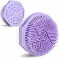 Dual-Sided Silicone Body Scrubber, Silicone Loofah for Shower Exfoliating Body Brush Scrubber for Men and Women for All Skin, Scalp Massager Lather Well＆Easy to Clean (Purple)