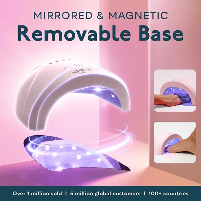 SUNUV UV Light for Gel Nails, Professional UV LED Nail Lamp SUNONE Pink | 30 LEDs Fast Curing Lamp for All Gel Nail Polishes, 3 Timers, Auto Sensor, Removable Base, Home DIY Salon Tool, Ideal Gift