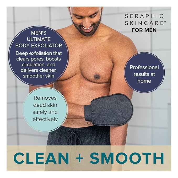 Seraphic Skincare Ultimate Body Exfoliating Mitt for Body, Exfoliating Glove & Body Scrubber for Shower Use, Deep Body Exfoliation, Dead Skin Removal & Self Tanner Washcloth