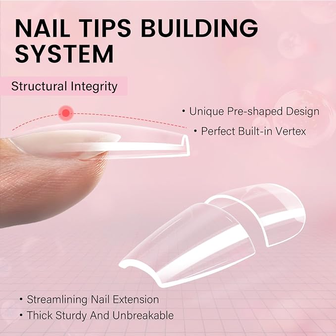 AILLSA Nail Tips with Glue Kit Medium Oval Nail Tips 224pcs | Upgrade Glue Gel for Fake Tips Press on Nails, Nail Extensions Kit with Portable Nail Lamp for Beginners