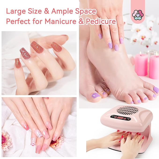 SAVILAND 300W Quick Drying Nail Dryer for Regular Polish and Manicures | U V-free safe air, for salon or home pedicures, auto dual sensor hot cold modes, dries dip powder nail dehydrator primer