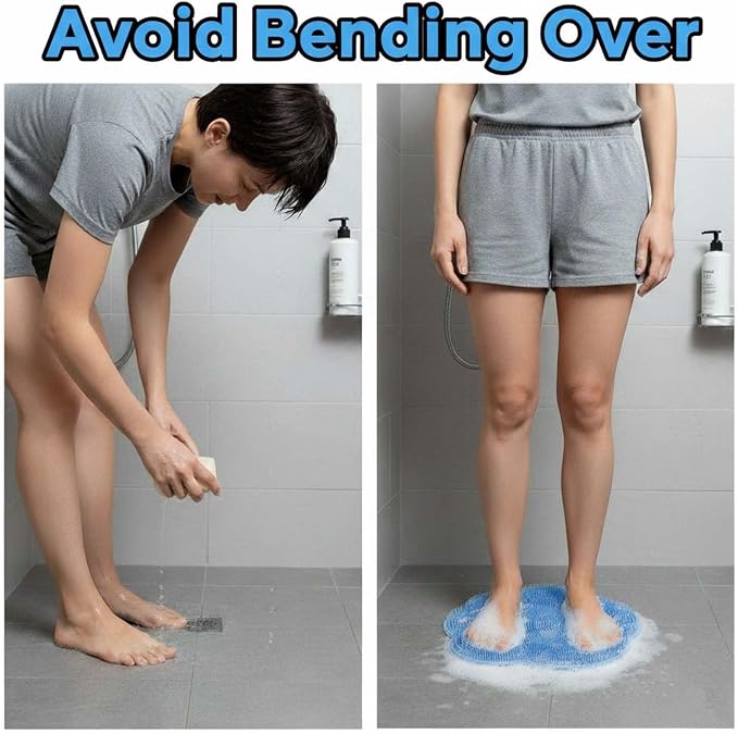 Foot Scrubber Mat Large Size, 12"-12" Shower Foot Scrubber No-Slip Suction Cups, Wall Mounted Back Scrubber for Shower with Hole