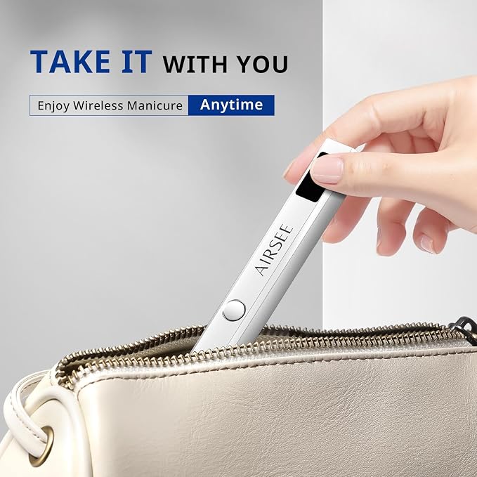AIRSEE Cordless Mini Handheld Nail Lamp with Display for Gel Nail,Sliver | 2 Times & Rechargeable, USB Nail Dryer for Fast Cure,Rhinestone Glue Decoration,Gel Nail Strips