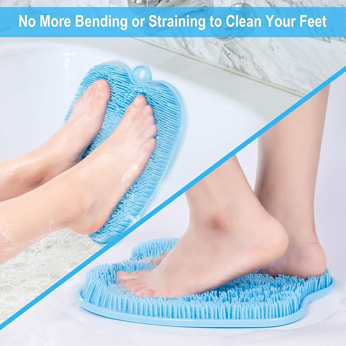 BESKAR XL Larger Shower Foot Scrubber Mat with Non-Slip Suction Cups | Cleans, Smooths, Exfoliates, Massages Your Feet Without Bending, Improve Foot Circulation, Soothes Tired Feet