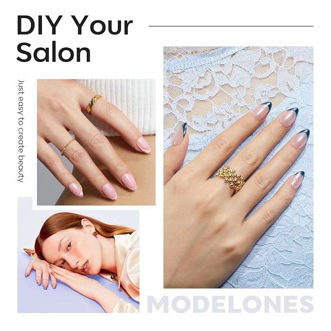 Modelones Short Almond Nail Tips 510pcs Soft Pre-etched Press on Nails Gel | Half Matte Full Cover Clear Acrylic Gel Kit False Press on Nails for Extension DIY Salon 15Sizes