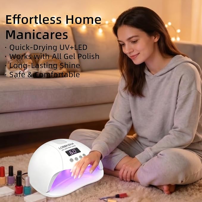 UV LED Nail Lamp, 280W Fast Curing Gel Nail Dryer for Gel Polish, Rhinestone Glue, Solid & Liner Gel, 4 Timers & Spacious Chamber with Smart Sensor, Professional 45Pcs LEDs for Home Salon Use