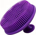 Silicone Body Scrubber, 2 in 1 Exfoliating Shower Bath Scrubber, Soft Silicone Loofah for Sensitive Skin, Shower Hair Scalp Massager, Easy to Clean, Lather Well (Purple)