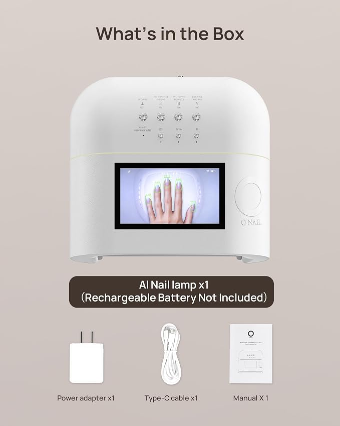 AI UV LED Nail Lamp for Gel Nails - ONAIL Professional Smart Nail Dryer with AI Nail Detection, Pain-Free Fast Curing 109 LEDs Skin-Safe UV Light, Salon Gel Nail Lamp White (Plug-in Version)