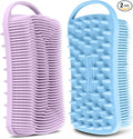2PCS Silicone Body Scrubber, Loofah for Women, Shower Cleaner Scrub Brush | Gentle Exfoliating Shower Bath Brush, Rubber Body Wash Deep Cleaning & Exfoliator & Massage, Travel-Friendly for Bathroom