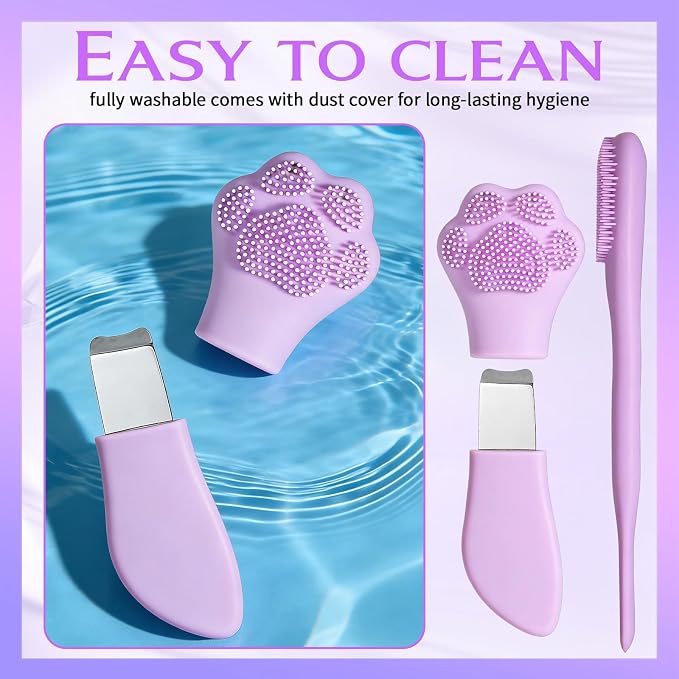 Qianyu Silicone Face Scrubber Exfoliating Black Head Cleansing Remover Tool Mask Massaging Applicator Spatula Brush Makeup Residue Removal Facial Brush for Women Nose Gentle Deep Skin Care (Purple)