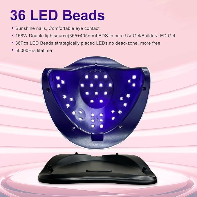 eodci 168W UV LED Nail Lamp, UV Light for Nails Dryer for Gel Nail Polish Curing Lamp, Auto Sensor, Professional Nail Light,Compatible with All Gel Types
