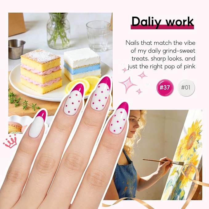 Peacecolor 26PCs Gel Nail Polish Set ,Spring Colors Gel Polish Kit with 5Pcs Glossy/Matte/Glitter Top Base Coat Nude Pink White Green Red Blue Soak Off Gel Manicure Kit Gifts for Women DIY