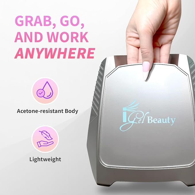 iGel Beauty Hybrid PRO 2.0 UV/LED Nail Lamp – 48W Wireless Rechargeable Nail Dryer, Full Hand Curing, Smart Motion Sensor, Removable Tray, Cordless Gel Lamp for Manicure & Pedicure