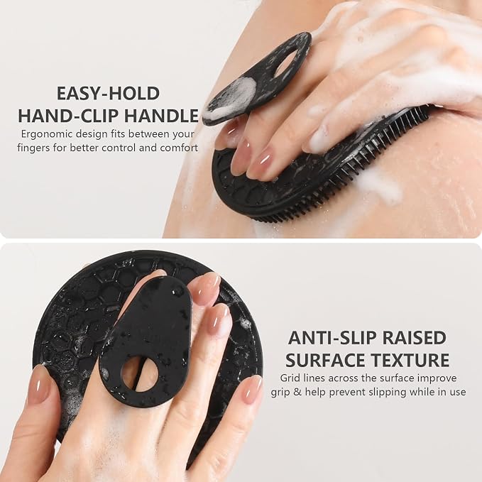Silicone Body Scrubber and Scrub Net Set, BEAUTAIL 2 Pack for Rich Lather | Gentle Silicone Shower Scrubber or Firmer Exfoliating Bath Net, Deep Cleansing & Exfoliation, 1 Brush + 1 Net for Men & Women