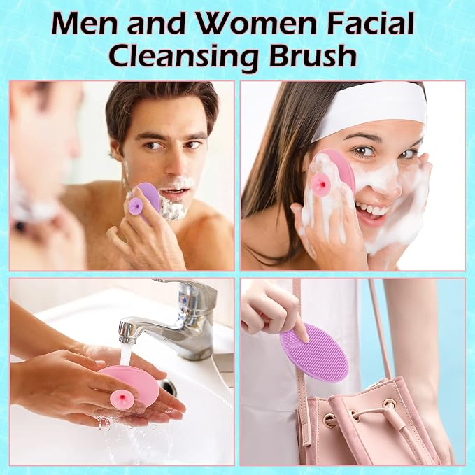 Yokilly Silicone Face Scrubber Kit: 4 Pcs Exfoliator Skin Care Tool | 4 Pcs Manual Handheld Facial Cleansing Brush - Face Scrub Wash Brush with Soft Bristle - Face Cleansing Brush For Women