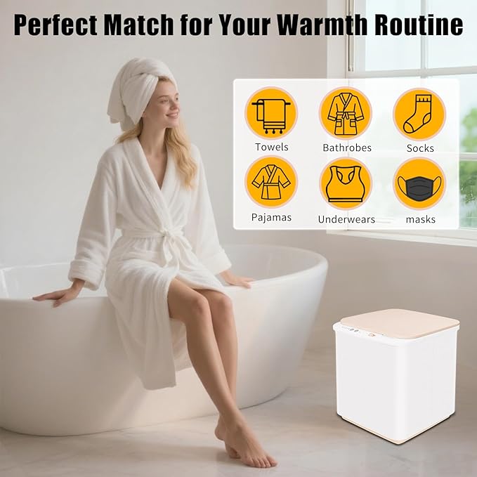 Compact Towel Warmer Bucket, Electric Hot Towel Cabinet for Bathroom, Spa, Salon with 4 Timer Settings, Child Lock & Auto Heat Preservation, Complies with