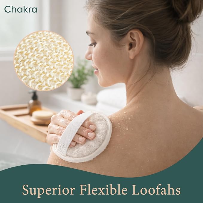 Chakra Sisal Fiber Exfoliating Loofah Pad Scrubber for Face and Body - Deep Cleansing Scrub Sponge, Essential Bath and Shower Accessory