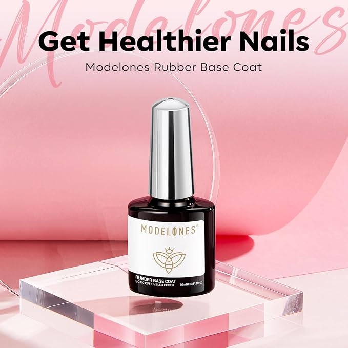 modelones Milky Pink Builder Nail Gel Rubber Base Coat Soap Nails | Soft Pink Strengthener for Thin Brittle Nails Self-Leveling Apex Building Strong Adhesion Extension Long Lasting U V Manicure