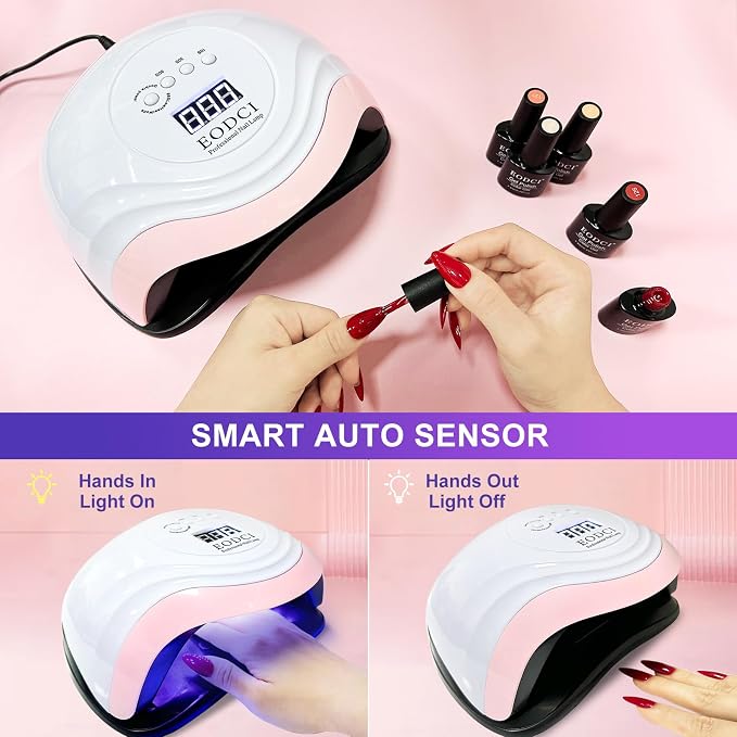 eodci 168W UV LED Nail Lamp, UV Light for Nails Dryer for Gel Nail Polish Curing Lamp, Auto Sensor, Professional Nail Light,Compatible with All Gel Types
