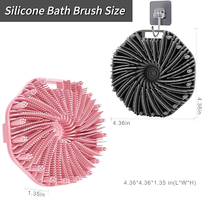 2Pcs Silicone Body Scrubber,Exfoliating Body Scrubbers for use in Shower,Silicone Body Brush for Showering and Anti-Slippery Handles for All Skin Types,Eco Friendly Shower Scrubber for Body XSDLSSLY