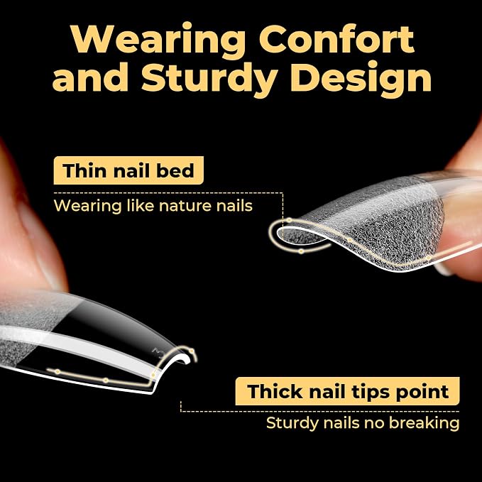 UNA GELLA 600Pcs Medium Coffin Nails Tips, Pre Etched Gel Nail Tips Coffin | Press On Nails Fake Soft Gel Nail Tips For Nail Extension Ombre Stlye Art Home DIY Salon 12 Sizes