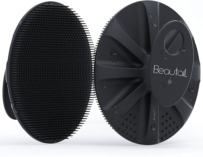 Silicone Body Scrubber, BEAUTAIL Gentle Exfoliating Brush on Sensitive Skin | Soft Shower Scrubber for Body, Hygienic Silicone Loofah, Bathroom Essentials Brush for Women, Men & Kids, 1-Pack, Black