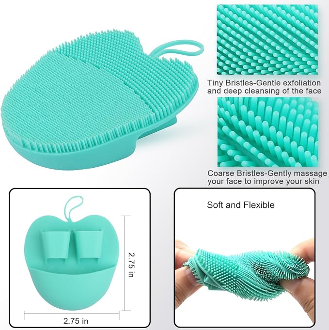 INNERNEED Anti-Slip Soft Silicone Facial Cleansing Brush Handheld Face Wash | Food-grade Hygienic Gentle Exfoliating and Massaging Face Scrubber Pad, Deep Clean for All Skin Types (Pack of 3)