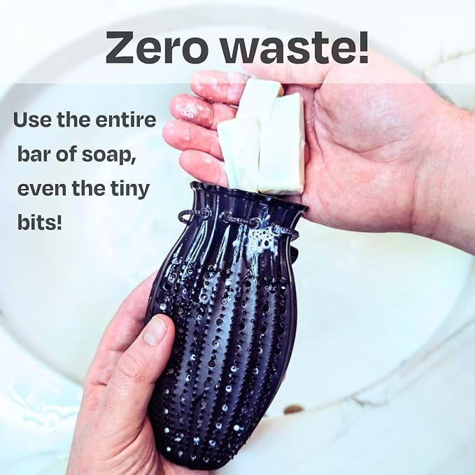 2-Pack Black Soap Saver Bag, Gentle Exfoliating Loofah Pouch, Soap Sleeves for Bars, Exfoliating Bag, Bar Soap Pouch, Soap Savers for Bar Soap, Mesh Soap Bags for Soap Bars