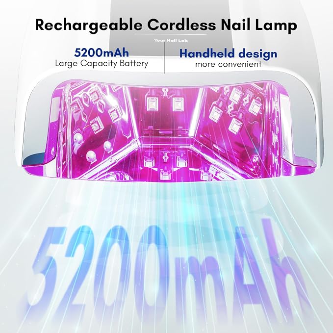 Makartt Professional UV LED Nail Light with Handle Rechargeable Nail Dryer | Cordless Nail Light with 42 LED Beads 4 Timers LCD Auto Sensor Fast Curing Gel Polish for Salon Nail Artist, White