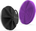 Silicone Body Scrubber, BEAUTAIL Gentle Exfoliating Shower Brush for Body | Hygienic Silicone Loofah, Easy-Grip Handle, Soft Bath Scrubber for Sensitive Skin, Women, Men & Kids, 2 Pack, Black+Purple