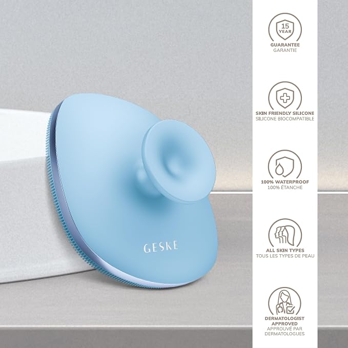 GESKE Body Brush | 4 in 1 | Design with Metal Ring | Cleansing Brush for the Entire Body | Professional Deep Cleaning | Soft Silicone Bristles | Ergonomic Two-Finger Design