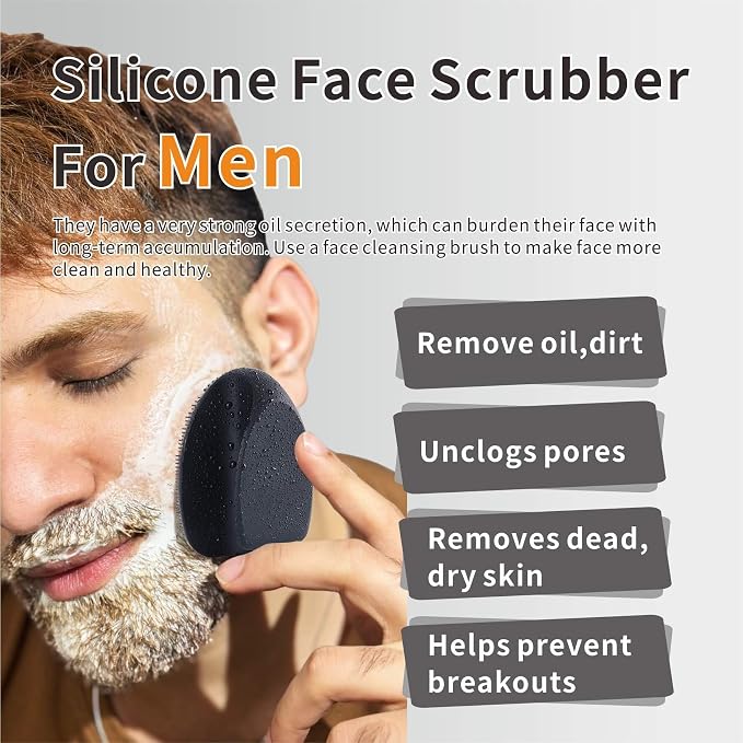 Silicone Face Scrubber for Men, 2 Pack Deep Cleaning Facial Brush, Manual Exfoliating Face Wash Brush for Blackhead Pore Cleansing, Sensitive Skin Care Tool for Women and Men