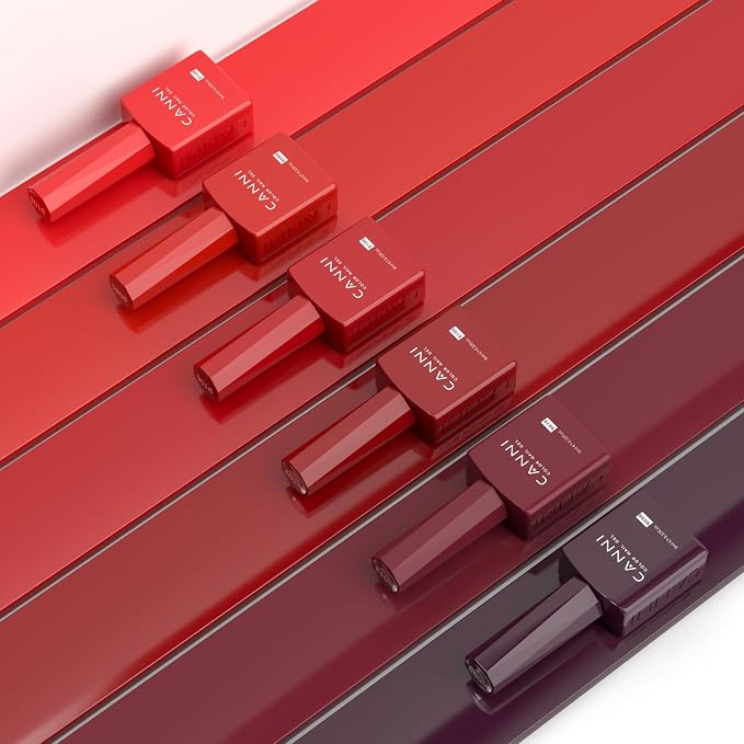 CANNI 9ML Gel Nail Polish Set, 6 Red Shades UV LED Soak Off Polish | Smooth Application • Highly Pigmented • Glossy Finish • Long-Lasting Wear • Nail Art • Salon DIY Manicure • Easy Application