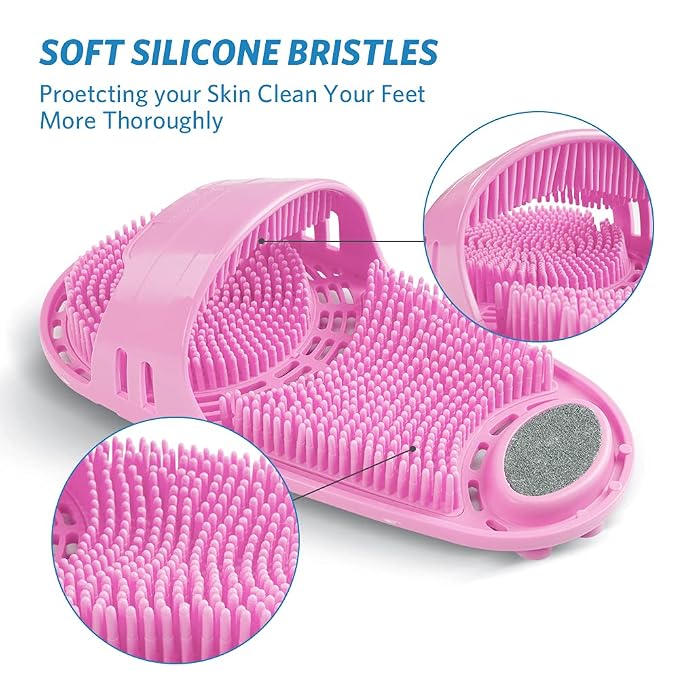 Silicone Shower Foot Scrubber Personal Foot Massage and Cleaning, Non-Slip Foot Scrubber for Men and Women (1PCS Pink)