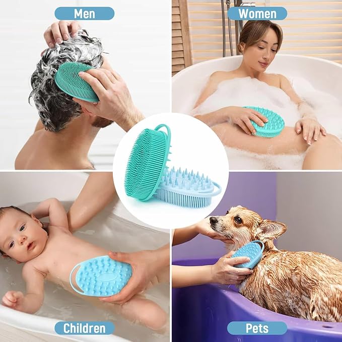 Silicone Body Cleansing Brush, Gentle Exfoliating Brush for Scalp Massage and Deep Cleansing, Suitable for Men, Women, and Children, All Skin Types, 1-Piece Set (Orange)