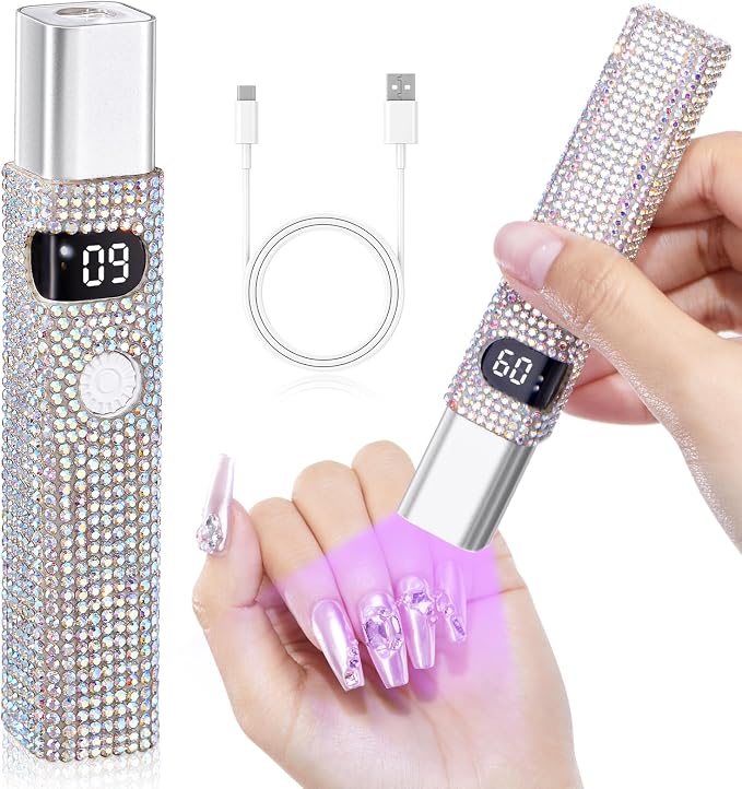 Handheld Cordless UV Nail Lamp with LCD Display | Mini UV LED Light for Gel Nails, Portable Flash Cure Lamp, Rechargeable USB Nail Dryer Fast Curing Salon & Home DIY