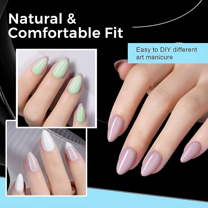 TOMICCA Short Almond Nail Tips 15 Sizes Gel Nail Tips 240Pcs Almond Nails | Clear Press On Nails, Full Cover Pre-shaped Nail Extension Tips, Acrylic Fake Short Nails for Home DIY Nail Salon & Wedding