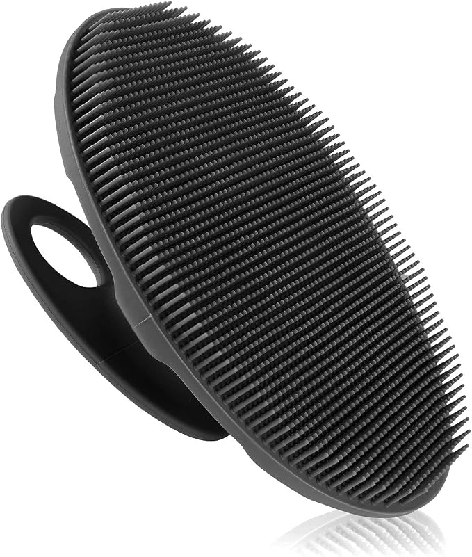 INNERNEED Silicone Body Cleansing Brush Exfoliating Scrubber, Black | Gentle Massage, Deep Clean, Hygienic Shower Scrub Brush Soft Bristles for All Skin Types, Easy to Hold
