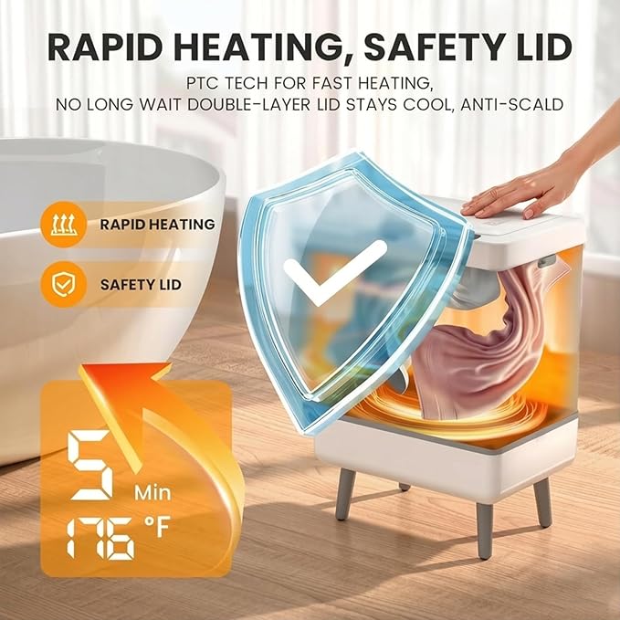 35L Foldable Towel Warmer Bucket for Bathroom, Large Hot Towel Warmers for Spa, Fast Heating & Drying Modes with 24H Timer, Auto Shut-Off, a Spa-Like Luxury for Home
