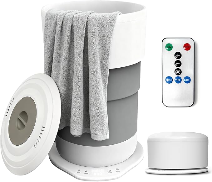 Ann Katy Upgrade Foldable Towel Warmer Bucket, Hot Towel Heater with Timer & Auto Shut Off, Fits Oversized 40x70" Towels, Bathrobes & Blankets, Quick Heating Spa Towel Warmer for Bathroom and Home