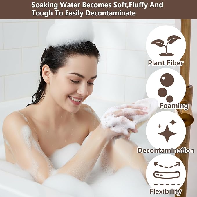 Nogeqi 4PCS Loofah Sponge Exfoliating Body Scrubber, Natural Shower Bath Loofah Exfoliating Sponge, Face Body Exfoliator Scrubber for Women Men Bath Shower, Eco-Friendly (2 Styles)
