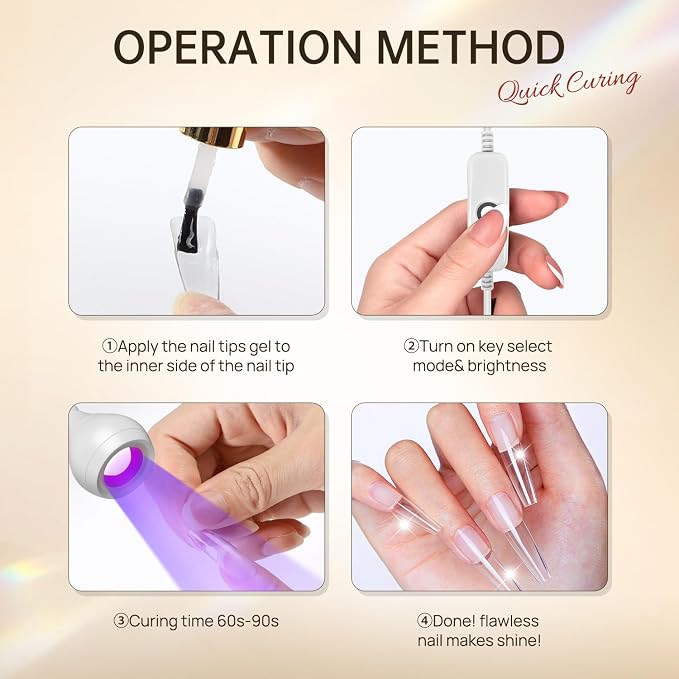 AORAEM LED Nail Lamps Flexible Gooseneck Lamp Gel Polish Curing Light White | Quicky Dry Nail Manicure Dryer Plug Play Portable Flash Cure Light for Gel Nails Home DIY Professionals