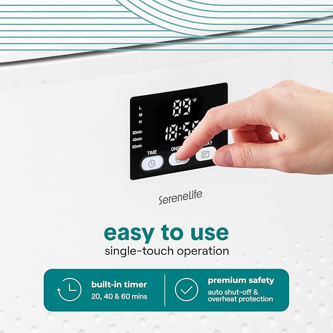 SereneLife Rectangular Towel Warmer Bucket, Large Capacity Blanket and Towel Warmer for Bathroom, Single-Touch Control, Energy-Efficient Design with Auto Shut-Off, 20L Capacity, White