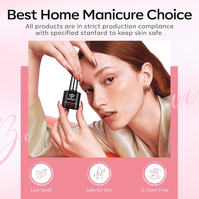 modelones Base Coat Builder Nail Gel, 2 Pcs Clear and Rose Nude Pink | Builder Nail Polish for Thickening Apex Building 8-in-One Rubber Color Base Polish Extend Gel LED Lamp Cured 10 ml DIY Salon