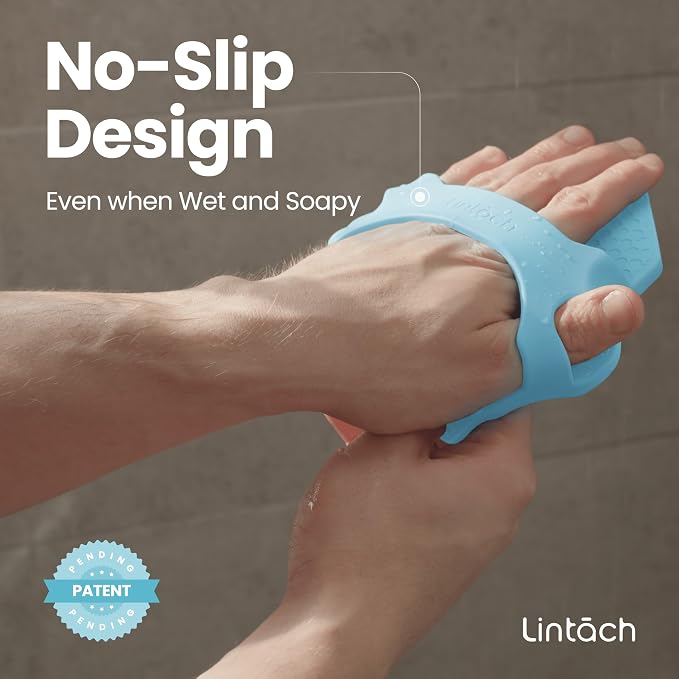 Silicone Shower Body Scrubber, Exfoliating Loofah Alternative - Sky Blue | Exfoliating loofah alternative, zinc & silver-infused silicone, hygienic, gentle for sensitive skin, durable & long-lasting