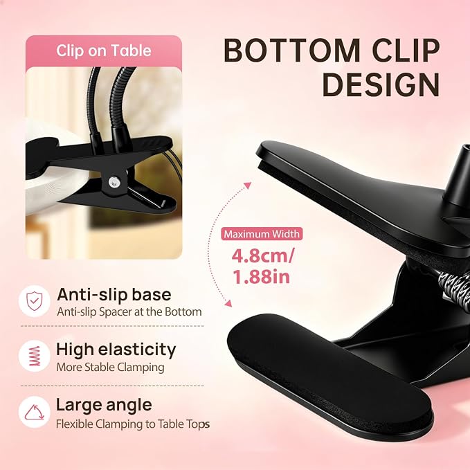 UV Nail Lamp with LED Lighting Fixtures, Single Nail Dryer | UV Light for Gel Nails, Flash Cure Nails Lamp, Gooseneck Clamp Home and Salon, 395+400nm Black