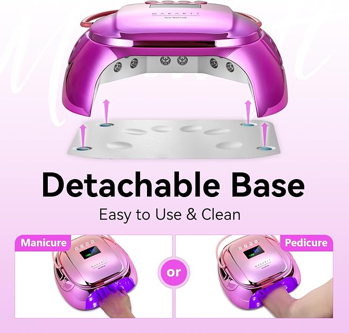 Makartt Professional UV Nail Lamp with Handle 30W Rechargeable Nail Dryer | Cordless Nail Light with 45 LED Beads 4 Timers LCD Auto Sensor Fast Curing Gel Polish for Home DIY Salon, Gradient Purple